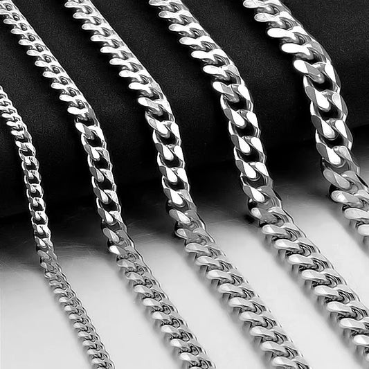 Stainless Steel Cuban Link Chain Bracelet Necklace for Men Women Neck Choker Fashion Jewelry Accessories